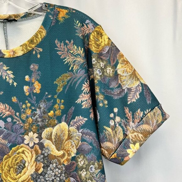 Asos Curve Womens A Line Dress Multicolor Floral Stretch Short Sleeve UK 14 - Picture 9 of 11